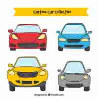 Gratis vector vooraanzicht van vier cartoon cars