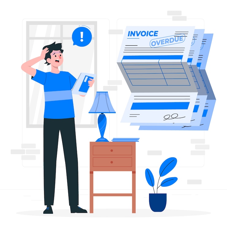 Gratis Vector voorbeeld van de bezorgdheid over het concept van rekeningen