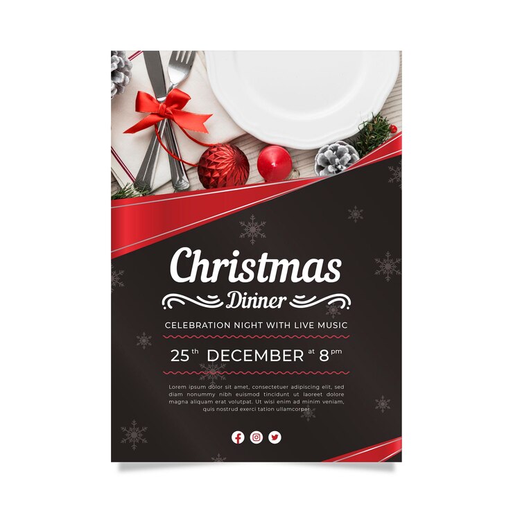 Gratis Vector voorbeeld van een kerstpartijposter met foto