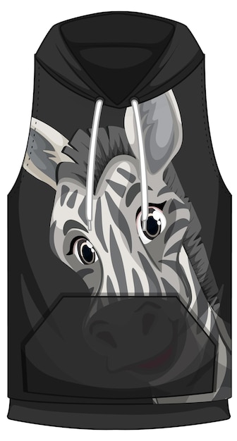 Gratis vector voorkant hoodie mouwloos met zebrapatroon