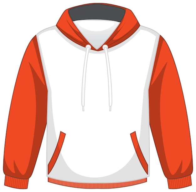 Voorkant van basic witte en oranje hoodie geïsoleerd