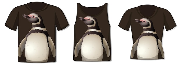 Voorkant van t-shirt met pinguïnsjabloon