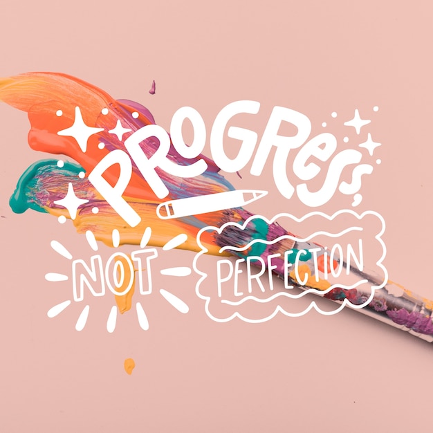 Gratis vector vooruitgang noch perfectie belettering