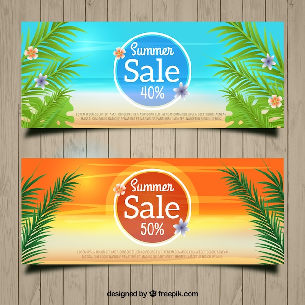 Vouchers voor de zomer met palmbladeren