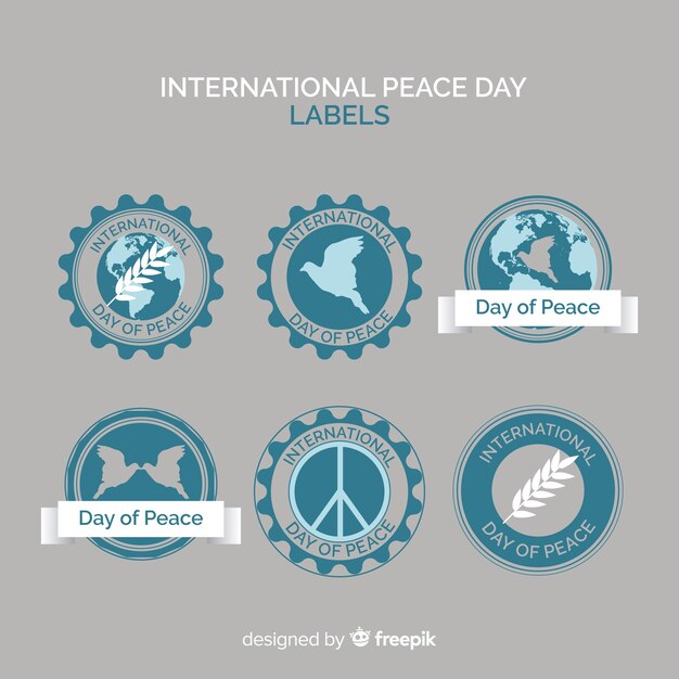 Gratis vector vrede dag badge collectie met platte ontwerp