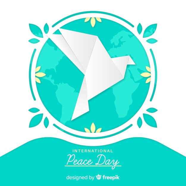 Gratis vector vredesdag concept met origami duif