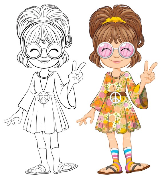 Vredige meisjes in hippie-mode