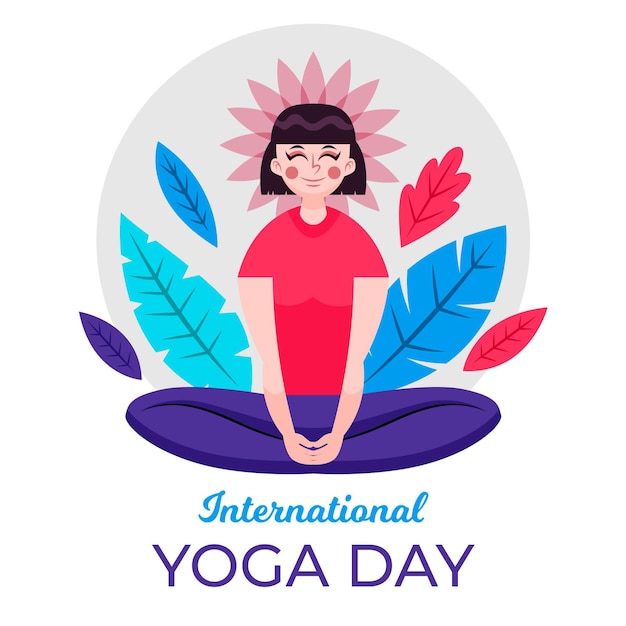 Gratis vector vreedzame vrouw internationale dag van yoga