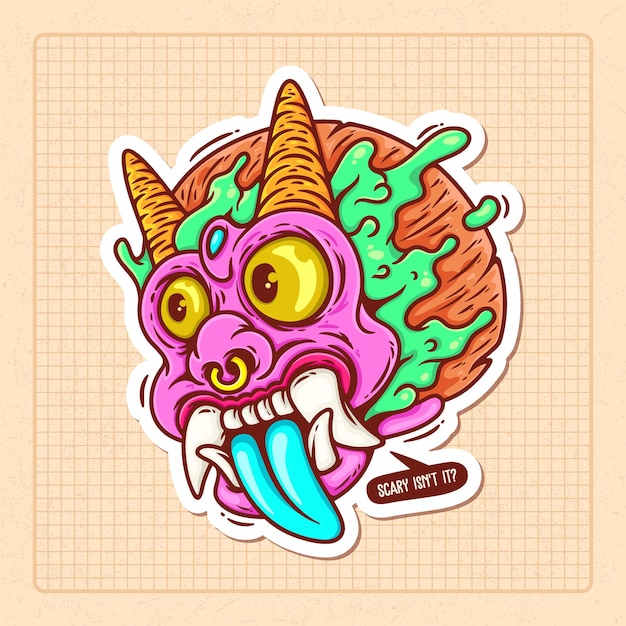 Gratis vector vreselijke barong masker hand getrokken kleur vector doodle illustratie