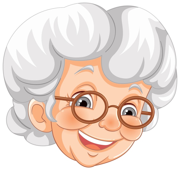 Gratis vector vreugdevol grootmoeder cartoon portret
