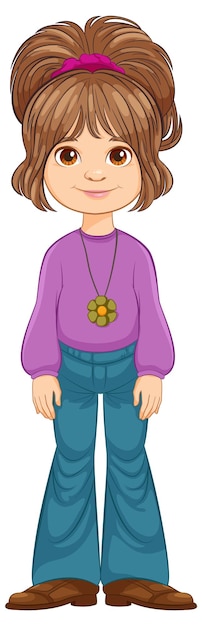 Gratis vector vreugdevol jong meisje in casual outfit