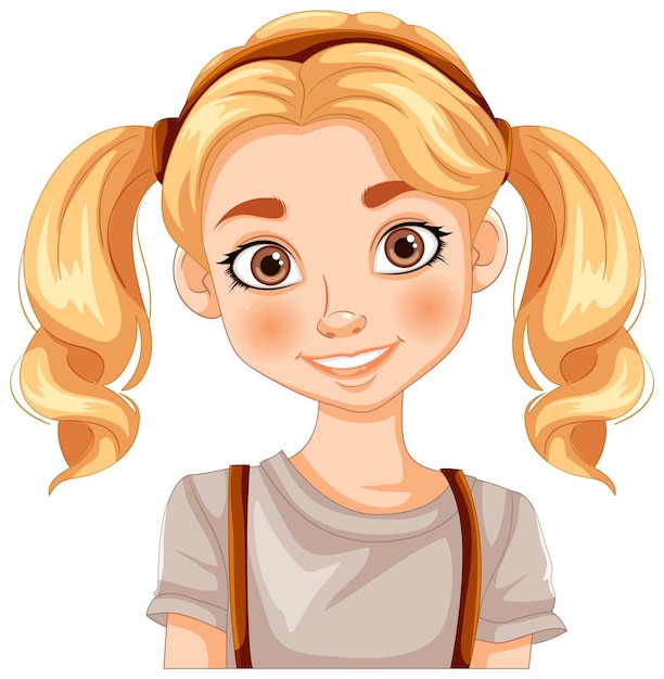 Gratis vector vreugdevol jong meisje met pigtails