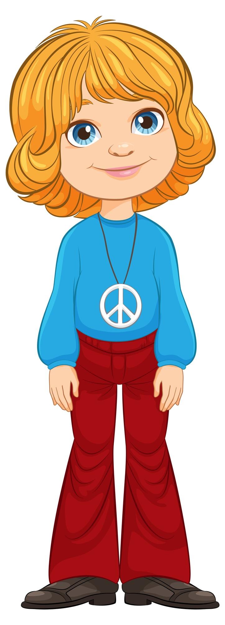 Gratis Vector vreugdevol jong meisje met vrede hanger