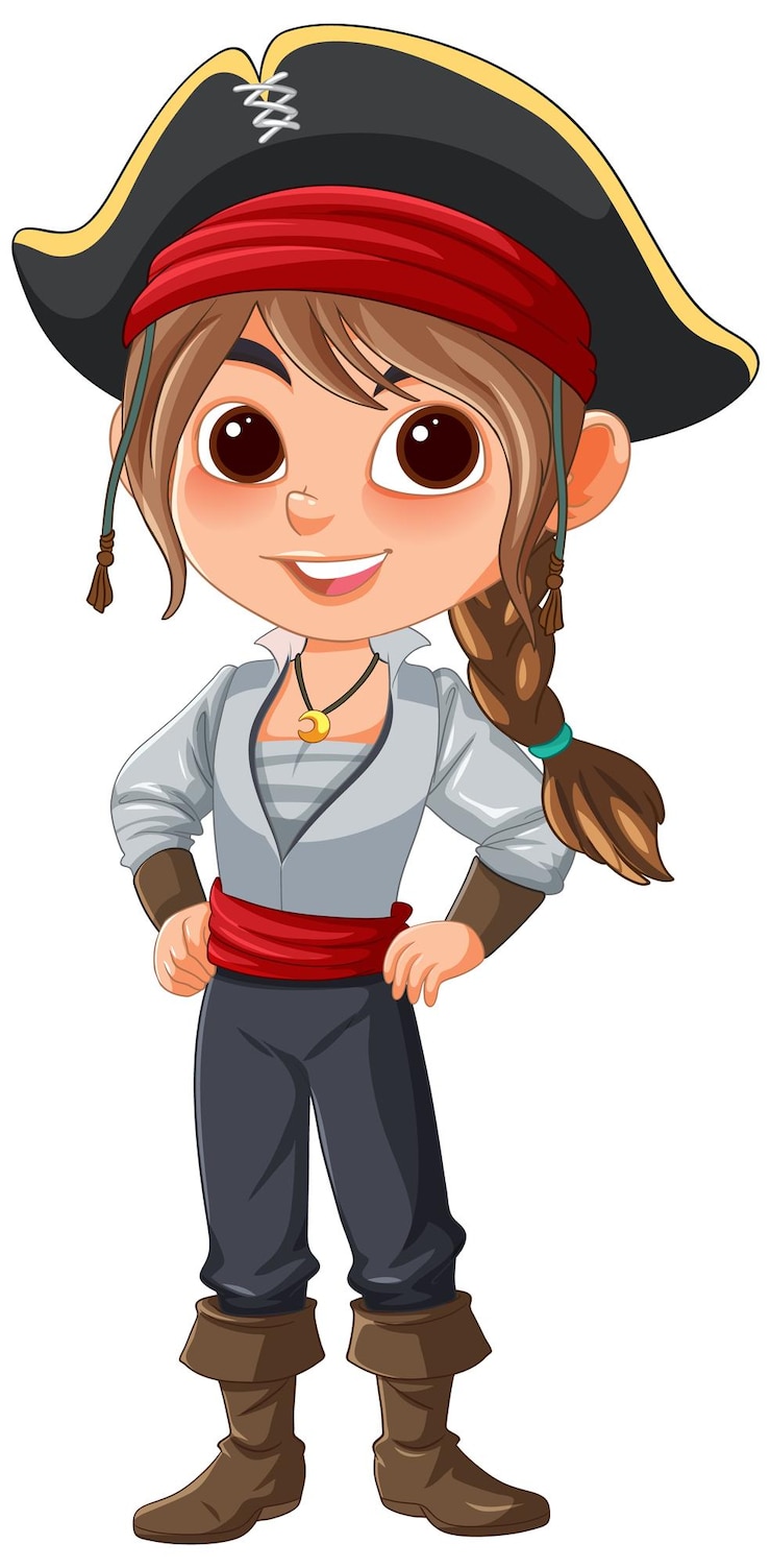 Gratis Vector vreugdevol jong piratenmeisje illustratie