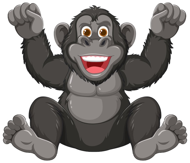 Gratis vector vreugdevol tekenfilmgorilla viert