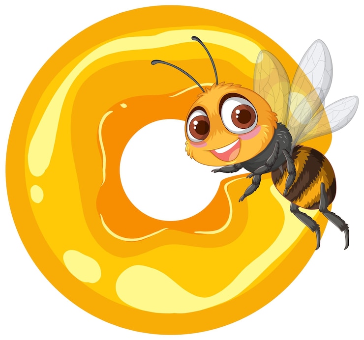 Gratis Vector vreugdevolle bij met honing donut