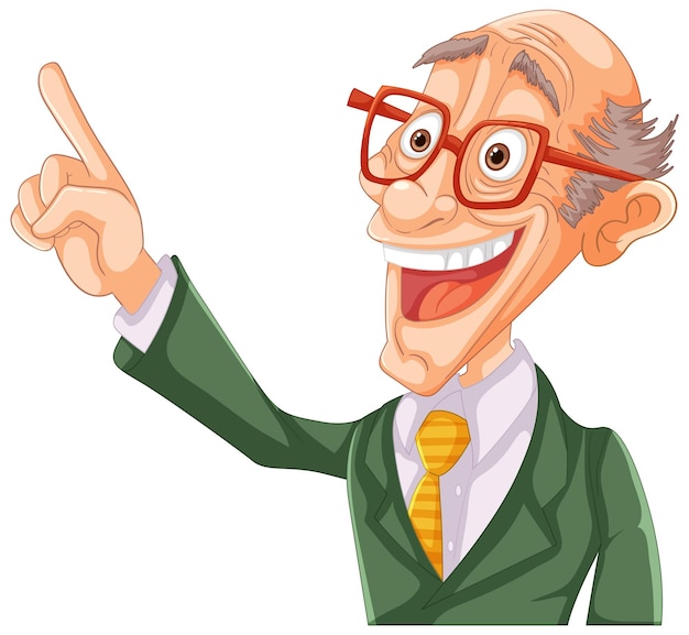 Gratis vector vreugdevolle professor wijst omhoog