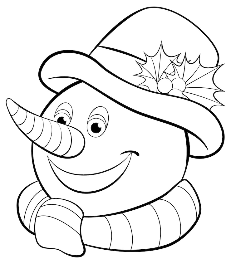 Gratis Vector vreugdevolle sneeuwman met feestelijke hoed