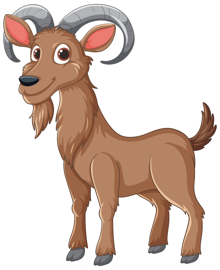 Gratis Vector vreugdevolle tekenfilm-illustratie van een steenbok