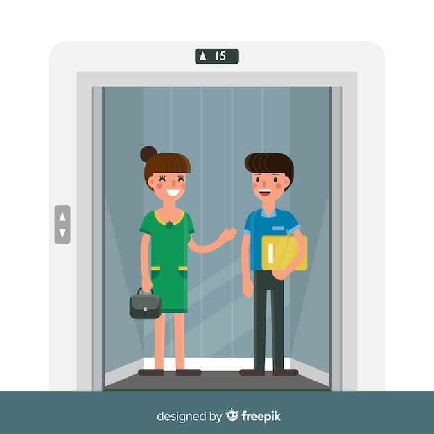 Gratis vector vriendelijk stel in de lift