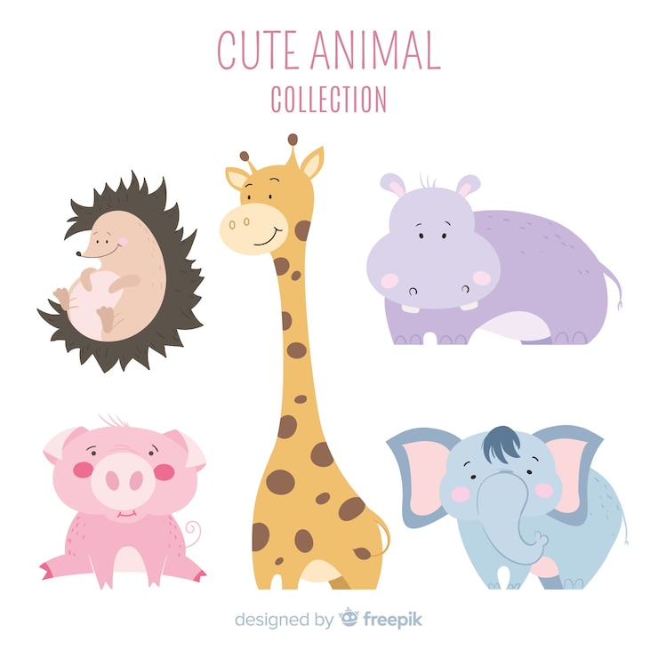Gratis Vector vriendelijke en schattige dierenverzameling