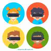 Gratis vector vriendelijke kinderen met virtual reality bril