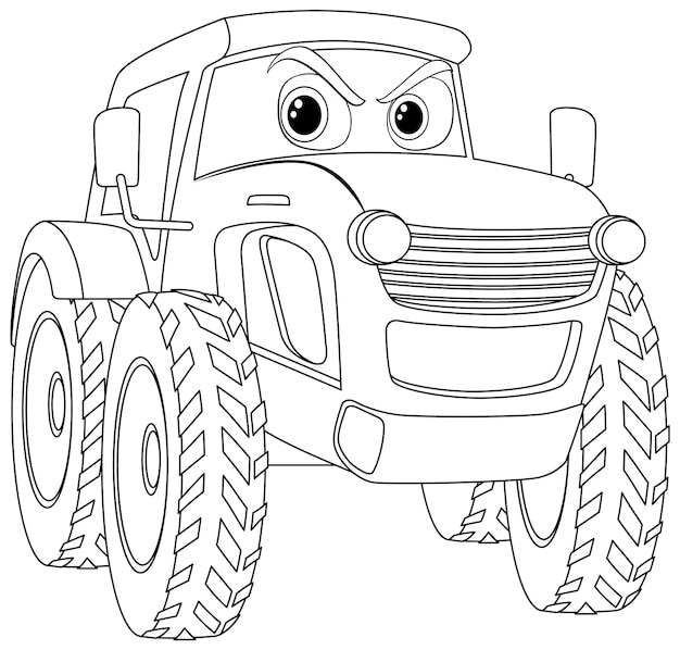 Gratis vector vriendelijke tekenfilm tractor kleurpagina