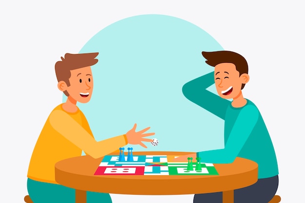 Gratis vector vrienden die ludo-spel spelen