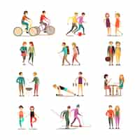 Gratis vector vrienden en hobby's decoratieve icons set