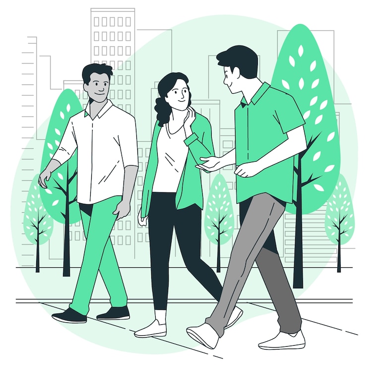 Gratis Vector vrienden lopen concept illustratie