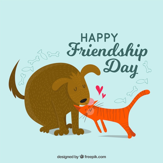 Gratis vector vriendschapsdag achtergrond met schattige dieren