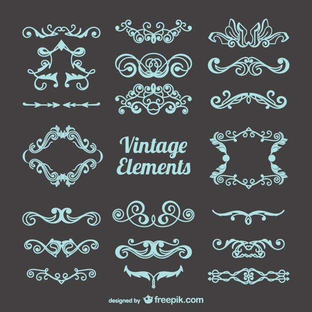 Gratis vector vrij vintage versieringen instellen