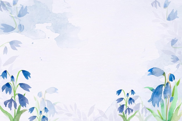 Vroege scilla bloem achtergrond vector in blauwe aquarel winterseizoen