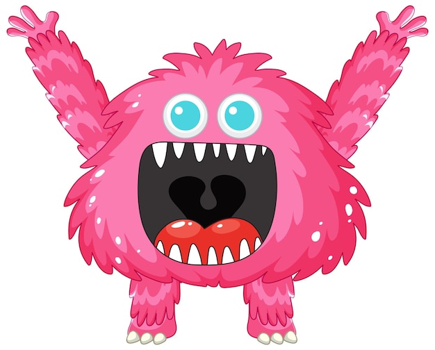 Vrolijk roze buitenaards monster cartoon personage met open mond