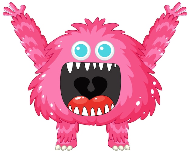 Gratis vector vrolijk roze buitenaards monster cartoon personage met open mond