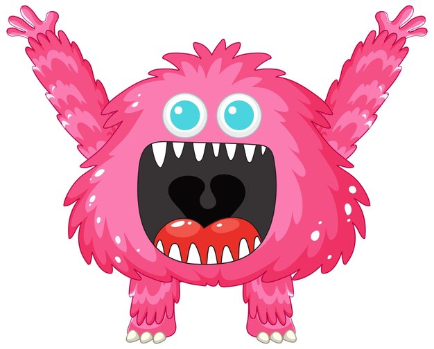 Vrolijk roze buitenaards monster cartoon personage met open mond