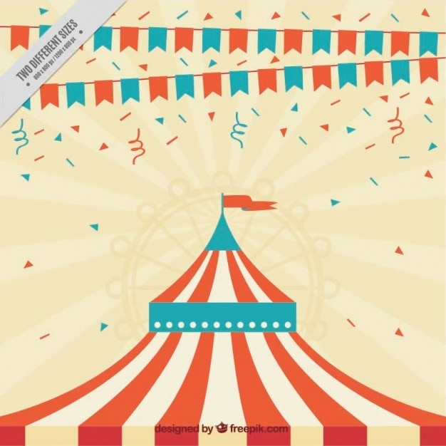 Gratis vector vrolijke achtergrond met de tent van een circus