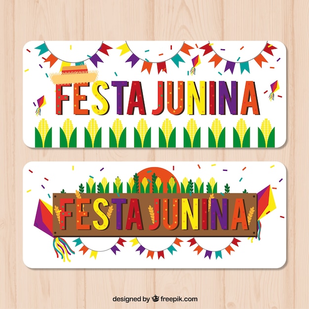 Gratis vector vrolijke festa junina banners