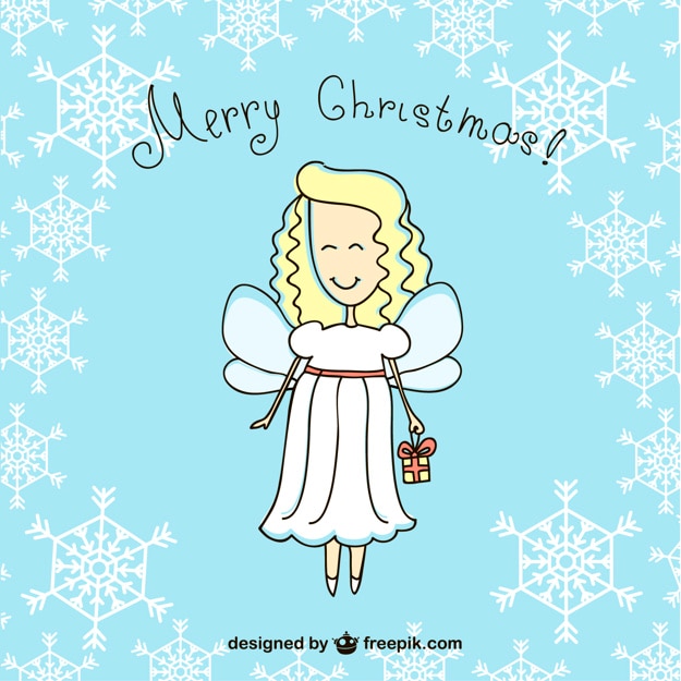 Gratis vector vrolijke kerst engel cartoon