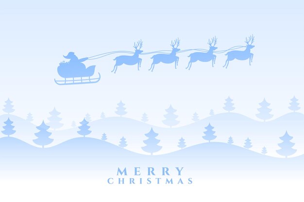 vrolijke kerst feestelijke boom achtergrond met vliegende kerstman slee vector