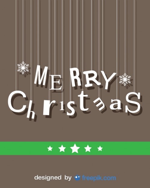 Gratis vector vrolijke kerstkaart met opknoping letters