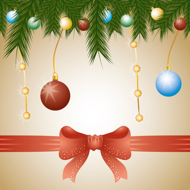 Vrolijke Kerstkaart met slingers krans en ballen decoratie