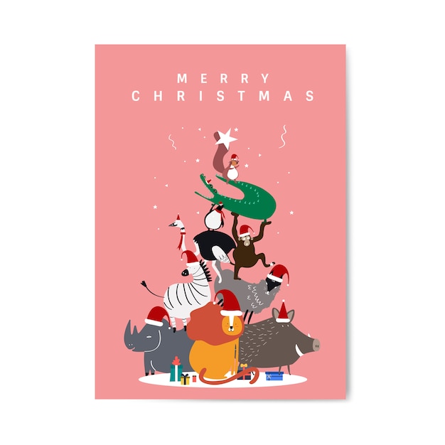 Gratis vector vrolijke kerstmis briefkaart ontwerp vector