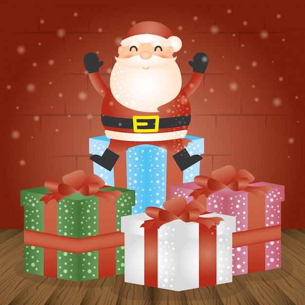 Gratis vector vrolijke kerstmisachtergrond met de kerstman