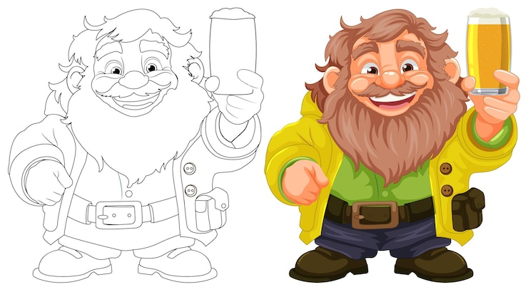Gratis Vector vrolijke oude man met baard en snor