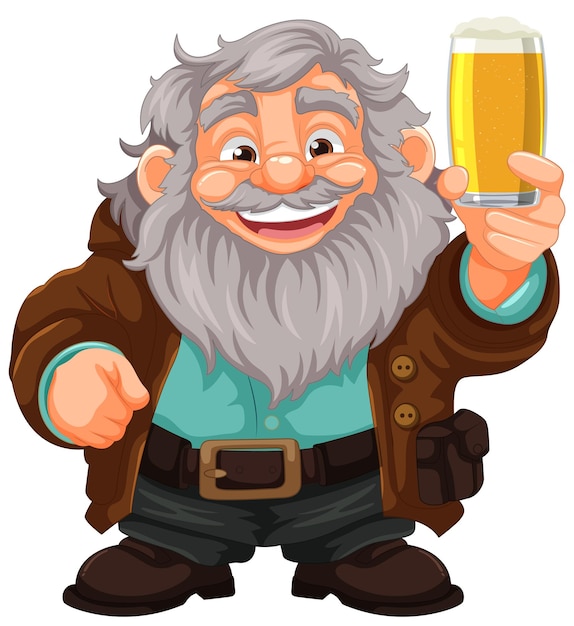 Gratis vector vrolijke oude man met een pint bier