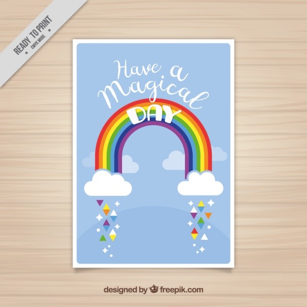 Gratis vector vrolijke regenboog kaart met inspirational uitdrukking