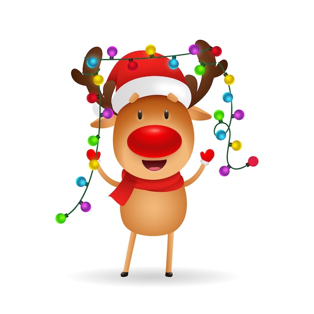 Gratis vector vrolijke rendieren vieren kerstmis