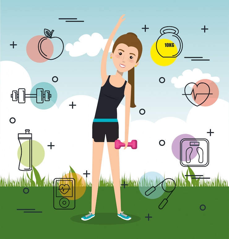 Gratis Vector vrouw beoefenen van oefening of sport