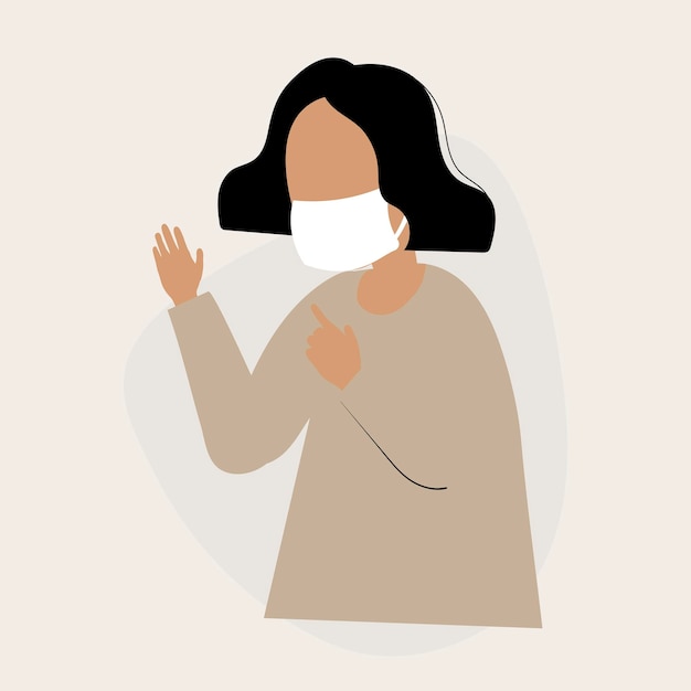 Vrouw die een beschermend gezichtsmasker draagt tegen covid 19-virusvector